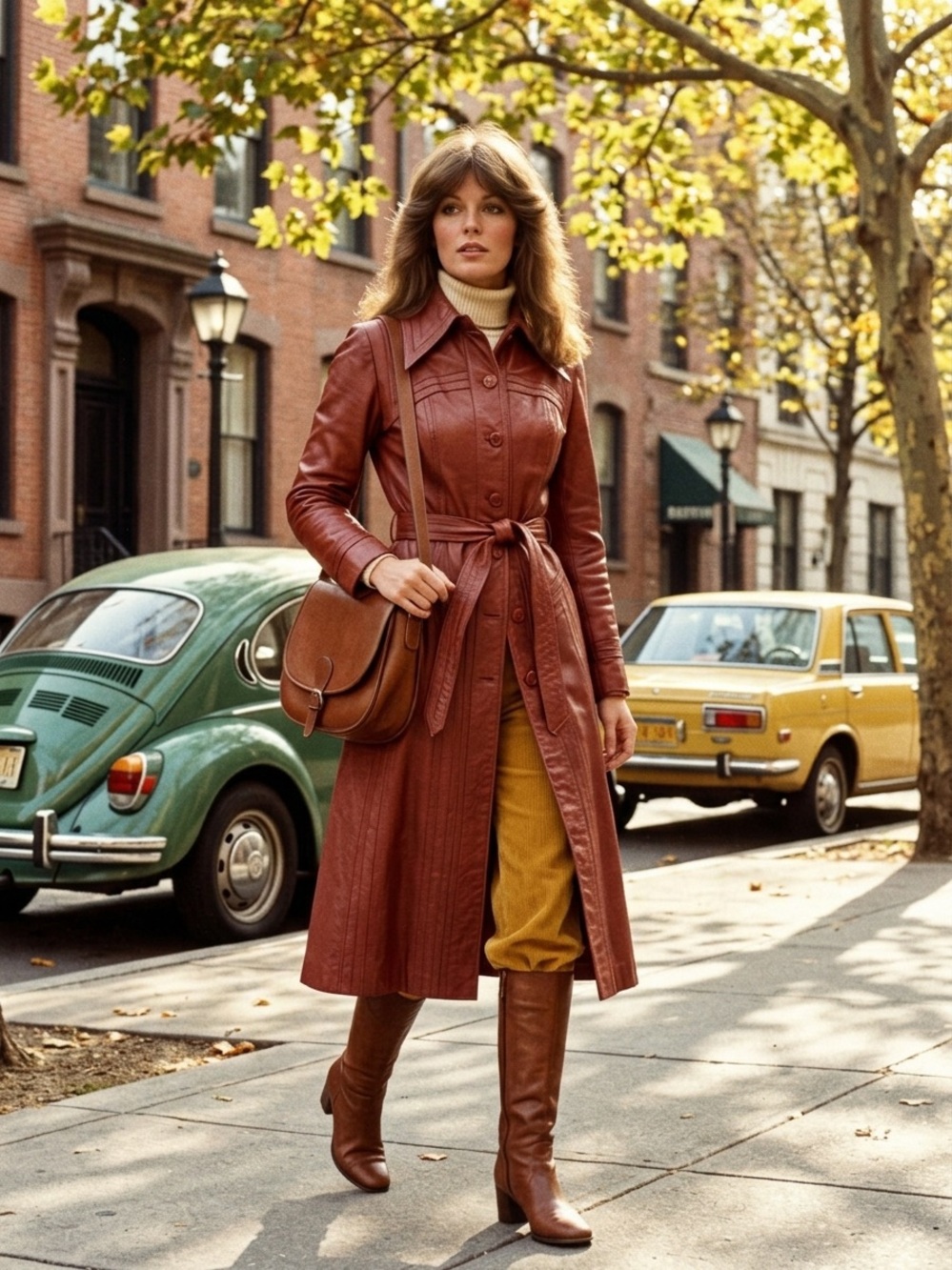 Rare Vintage 70s Oxblood Red Leather Maxi Trench Coat Belted Size 8